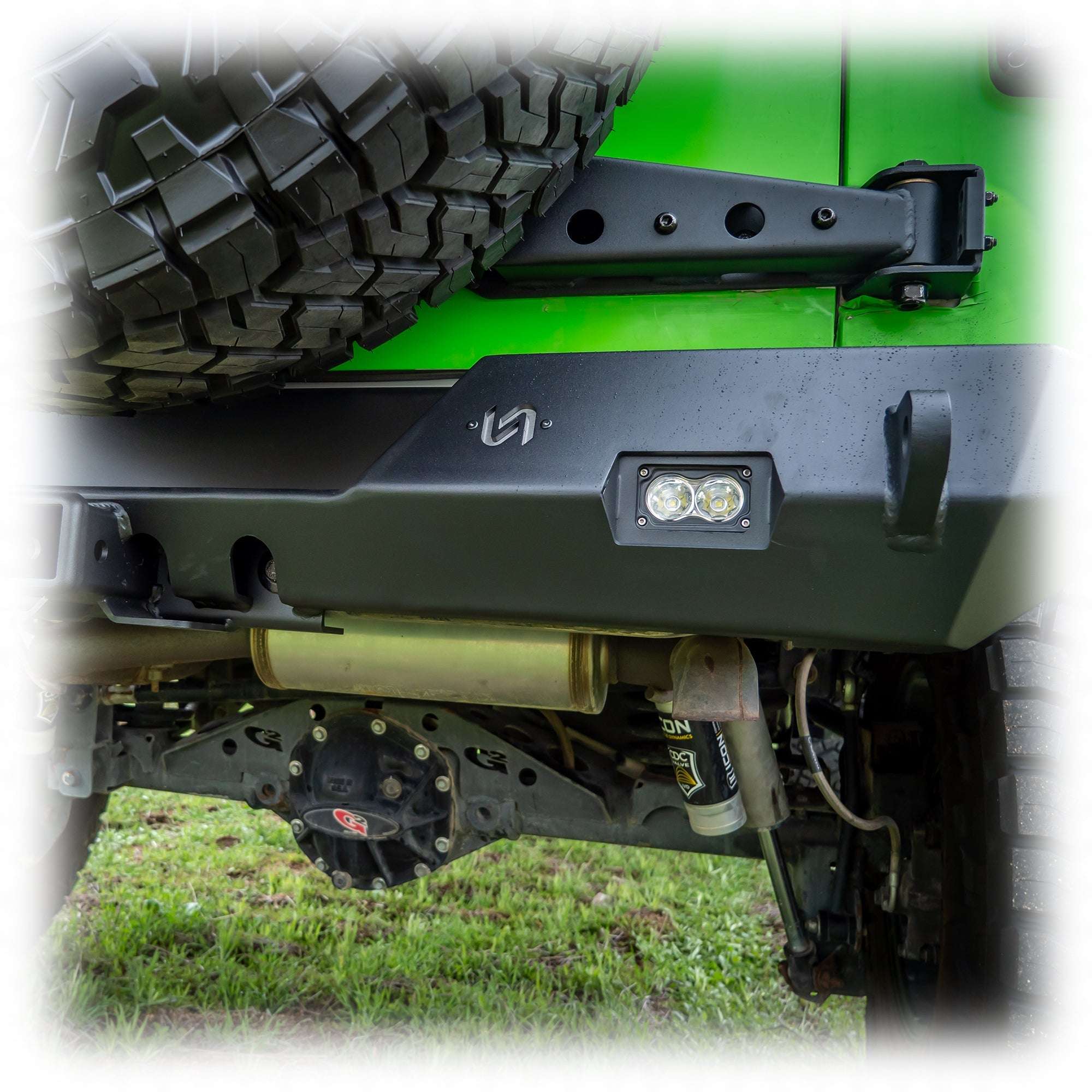 Rear Bumper with LED Pod Lights and Hitch Receiver for Jeep Wrangler JK