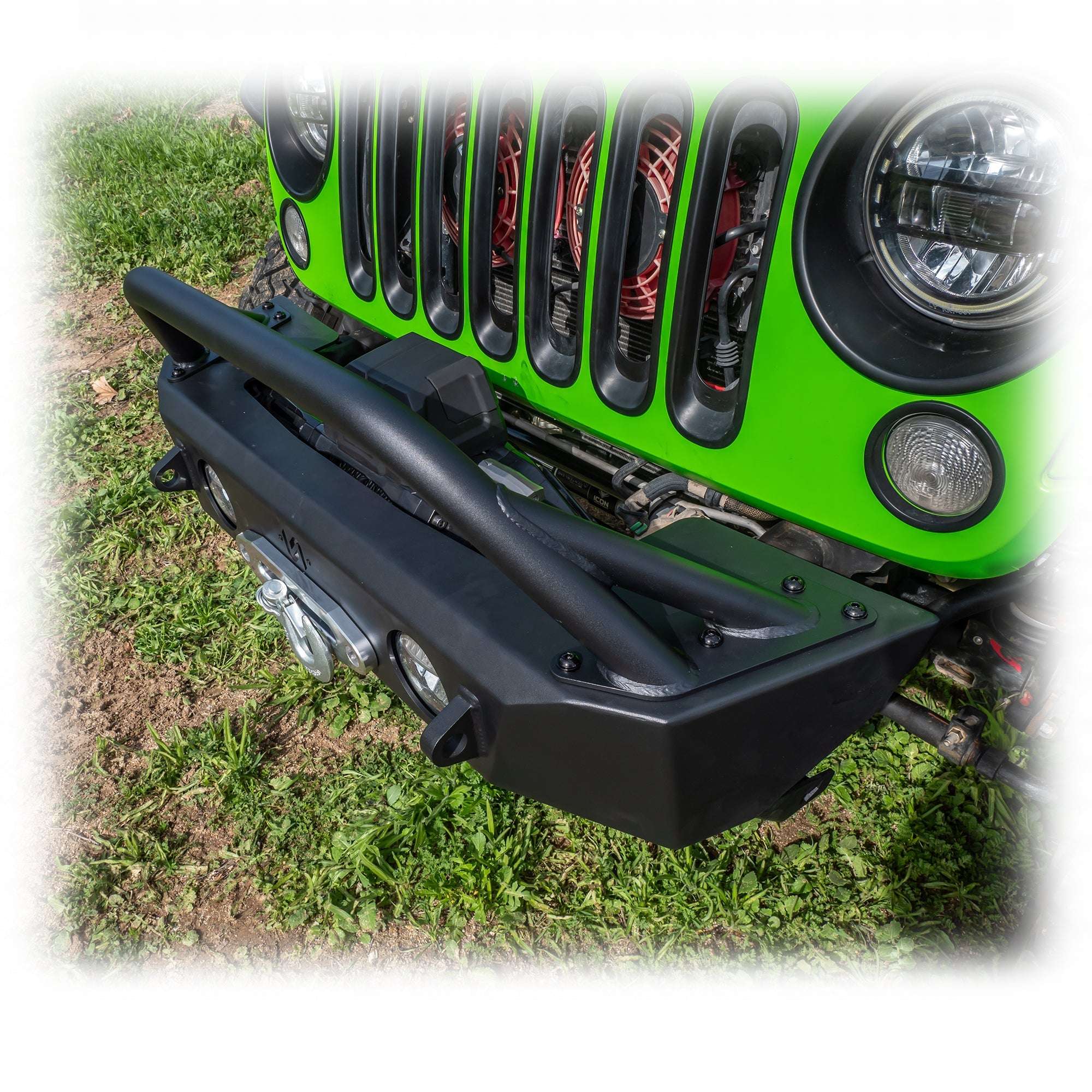 Front Bumper with Skid Plate and Recessed Winch Mount for Jeep Wrangler JK, JL, and Gladiator JT