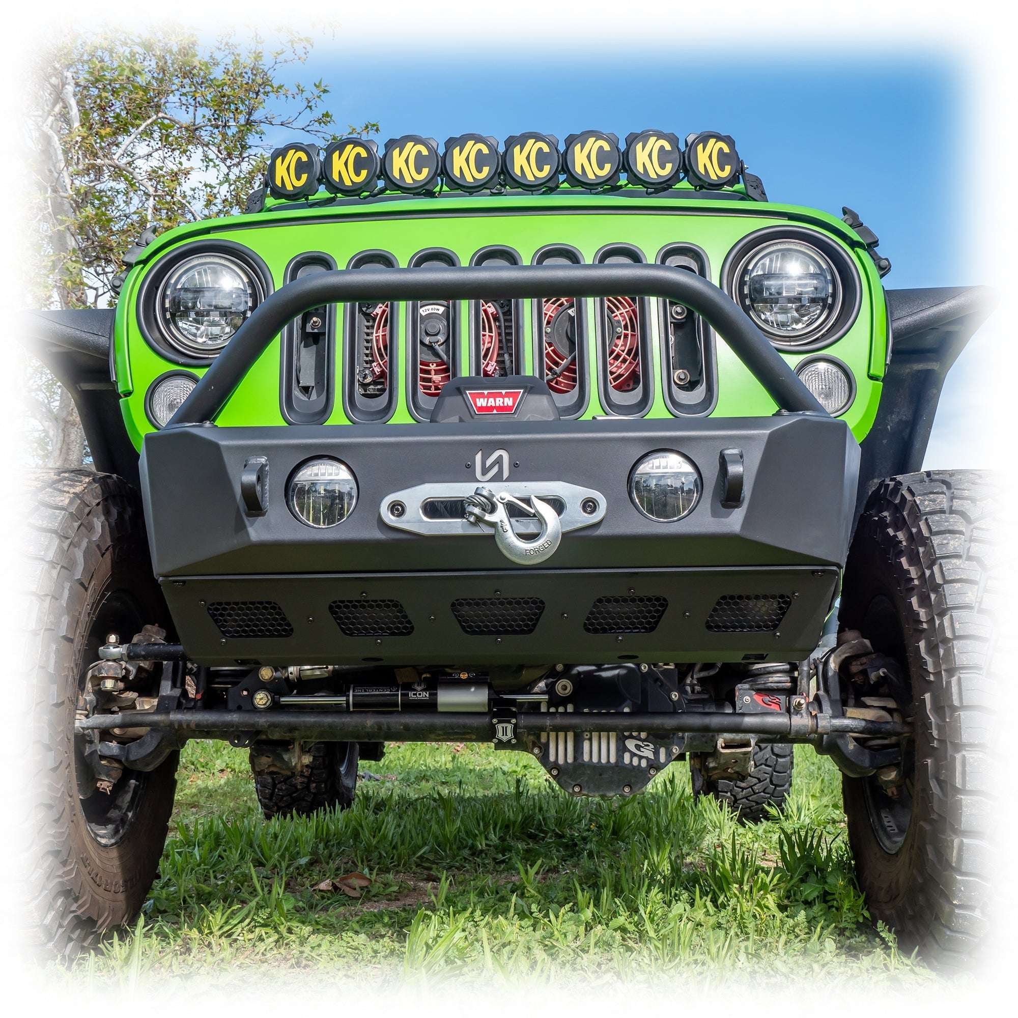 Front Bumper with Skid Plate and Recessed Winch Mount for Jeep Wrangler JK, JL, and Gladiator JT