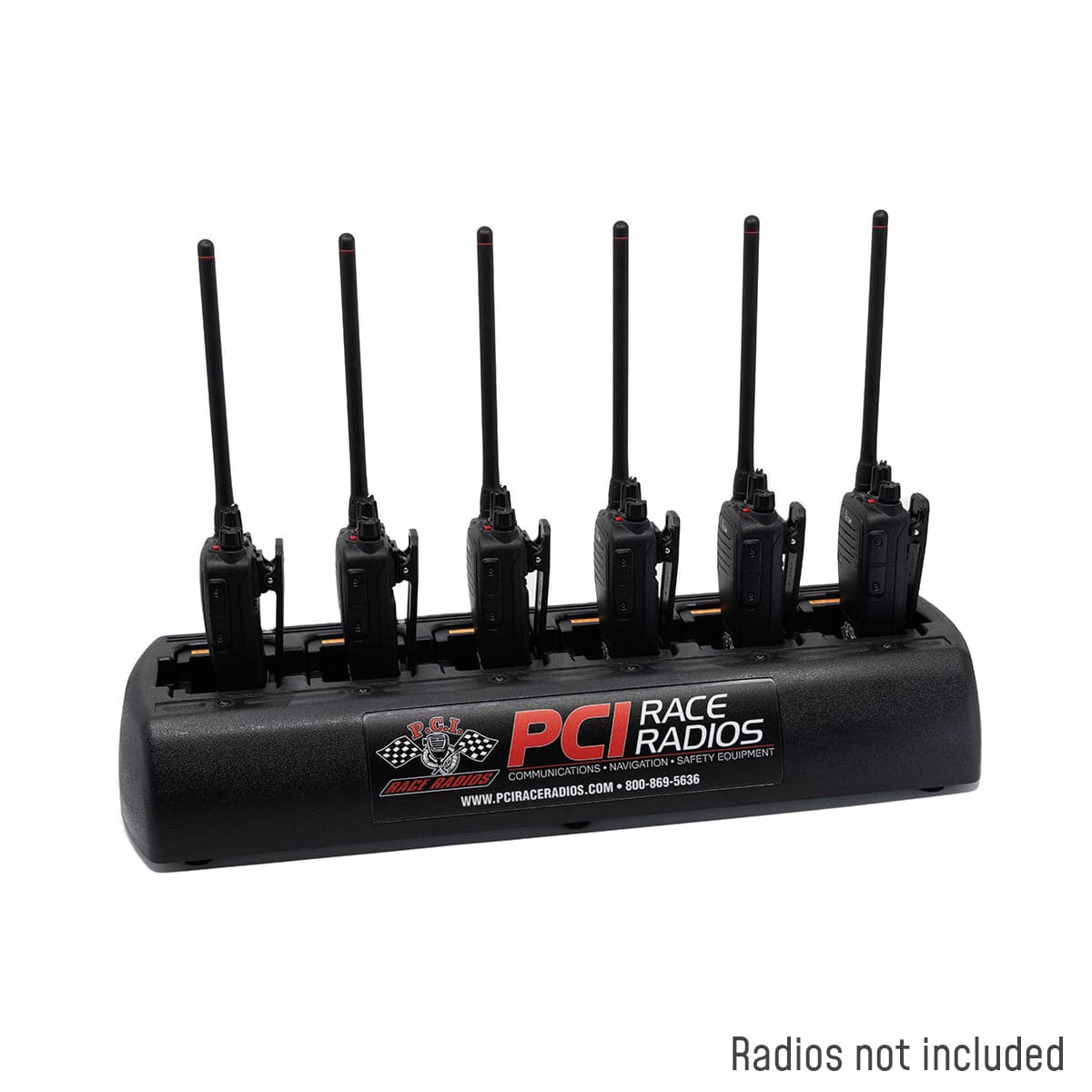 6 Shot Slim Charger for charging multiple radios, featuring six slots for efficient power management.