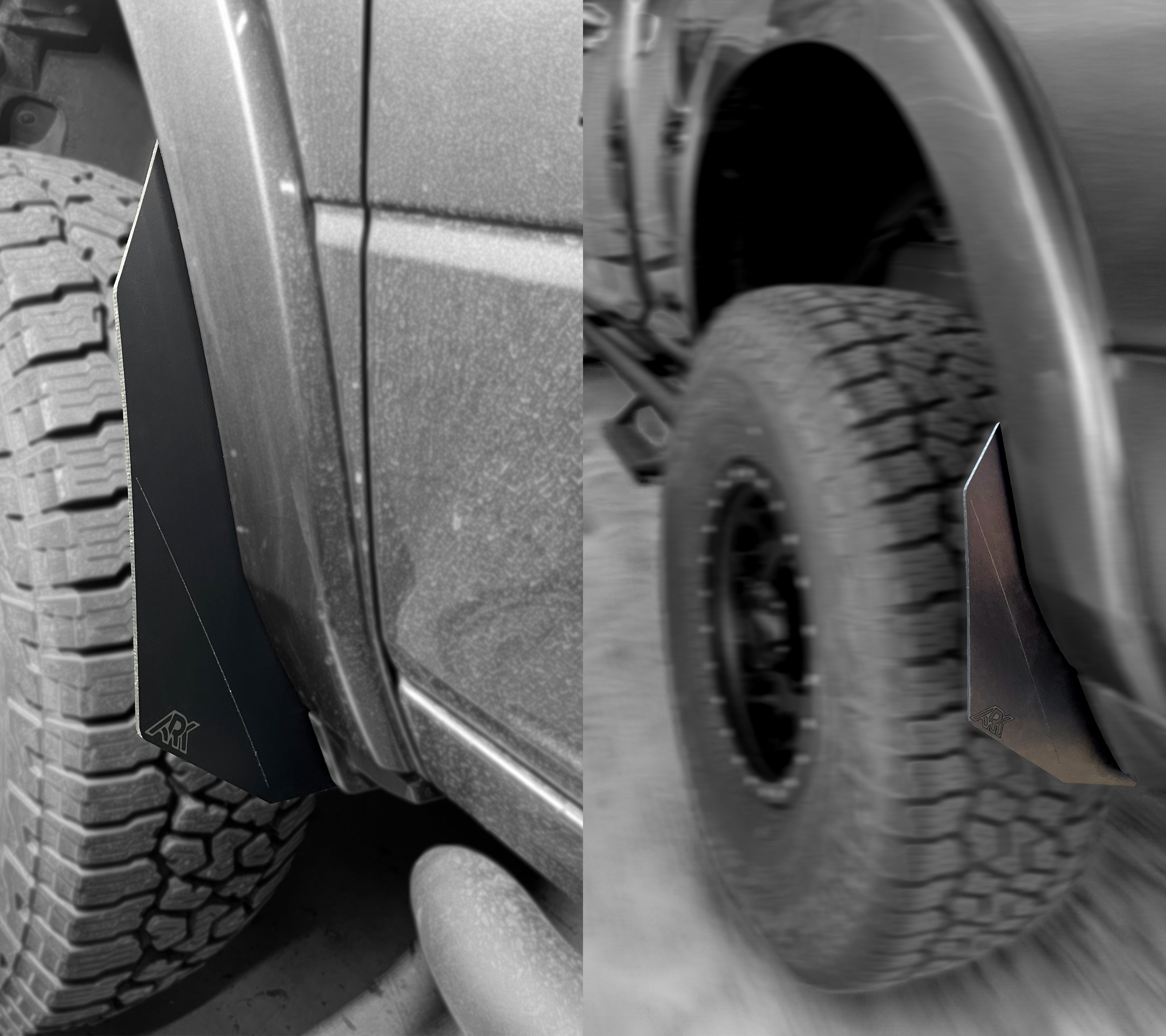 TriXpoly Micro Splash Guards for 2009-2024 Dodge RAM, designed for optimal protection and durability on offroad vehicles.