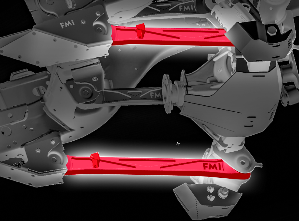 2024 Ranger Raptor rear lower billet aluminum suspension arms with Ultra-Flex joints for enhanced offroad performance.