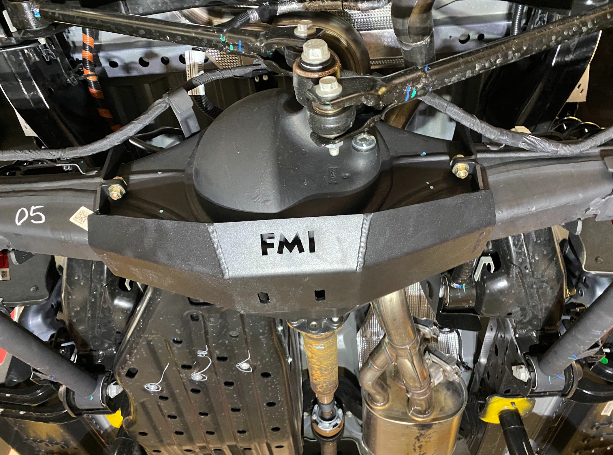 2024 Ranger Raptor rear differential skid plate installed, showcasing robust protection for offroad performance.