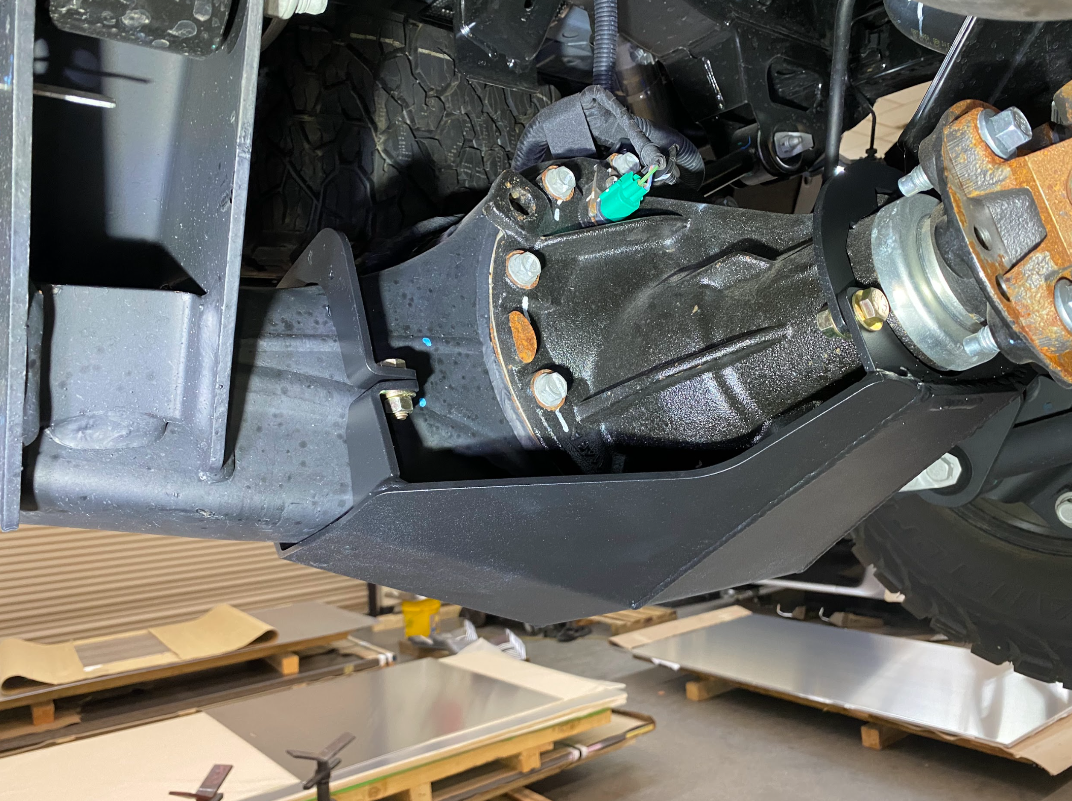 2024 Ranger Raptor rear differential skid plate showcasing durable protection for off-road adventures.