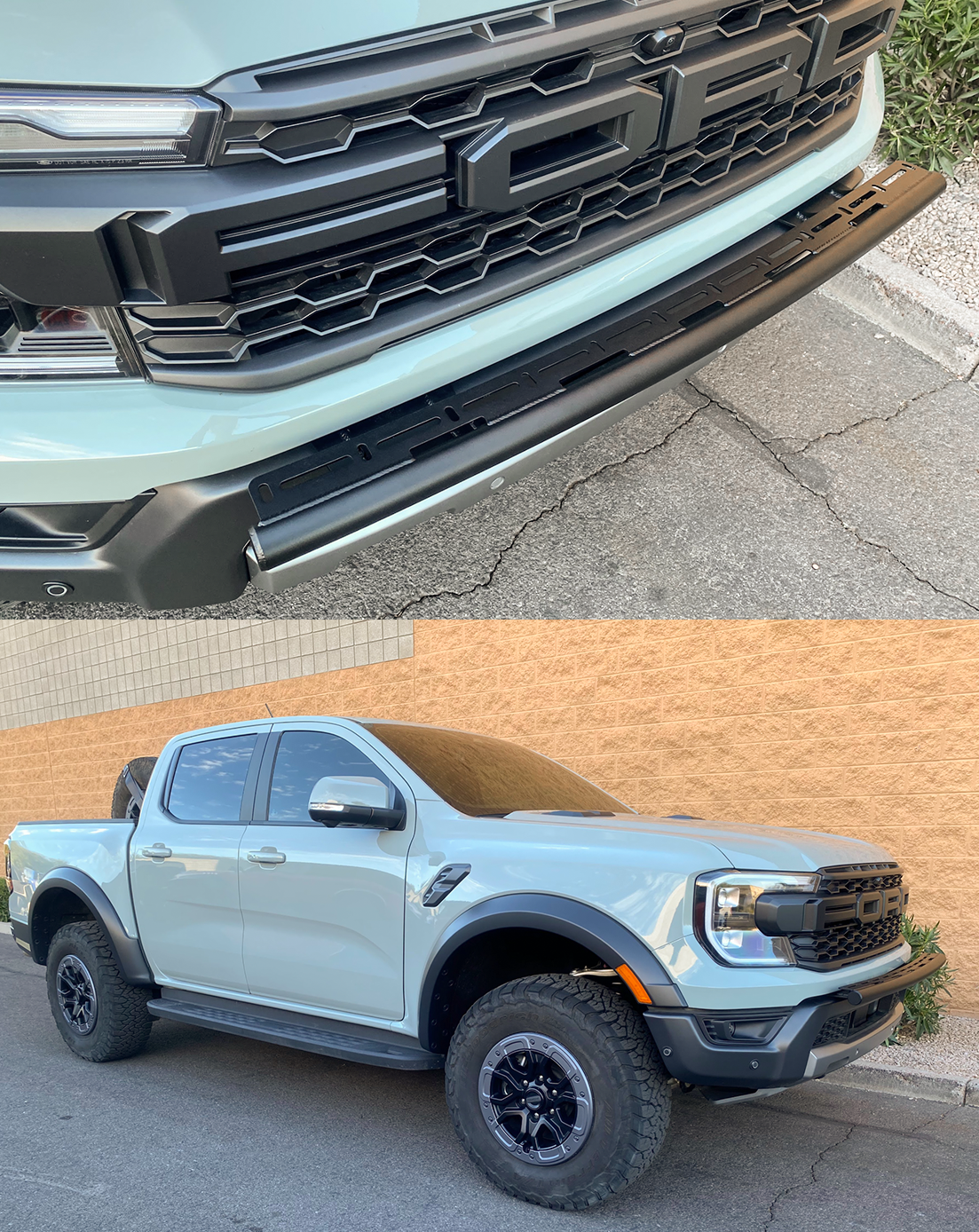 2024 Ranger Raptor Front Light Mount Kit for stock bumper, designed for versatile light installation on trucks.