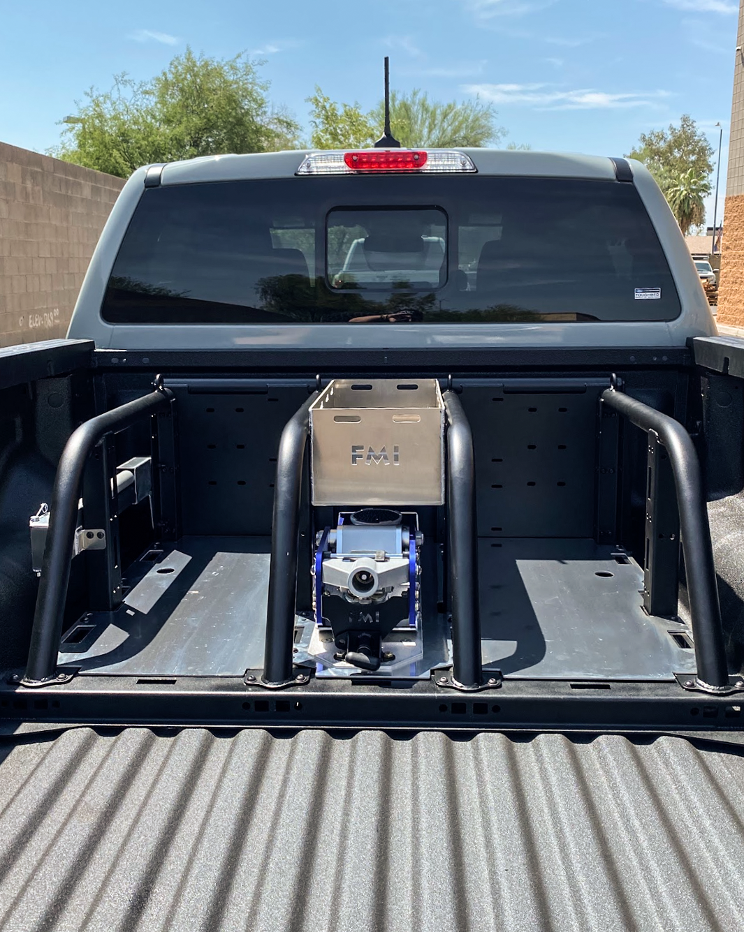 Modular bed organizer for 2024 Ranger and Ranger Raptor, featuring sturdy metal construction and secure storage compartments.