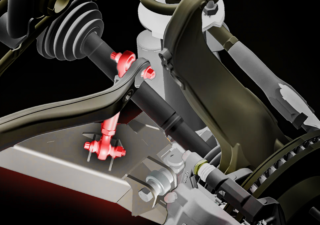 2024 Ranger Raptor sway bar links designed for stock sway bar and fabricated arms, showcasing durable construction and precise fit.