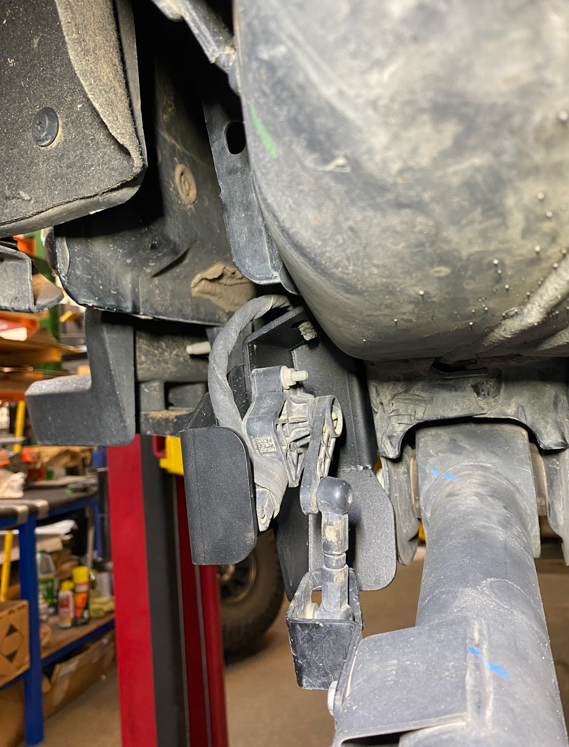 Rear suspension travel sensor wire protector for 2024+ Ranger Raptor, designed for enhanced durability and protection.