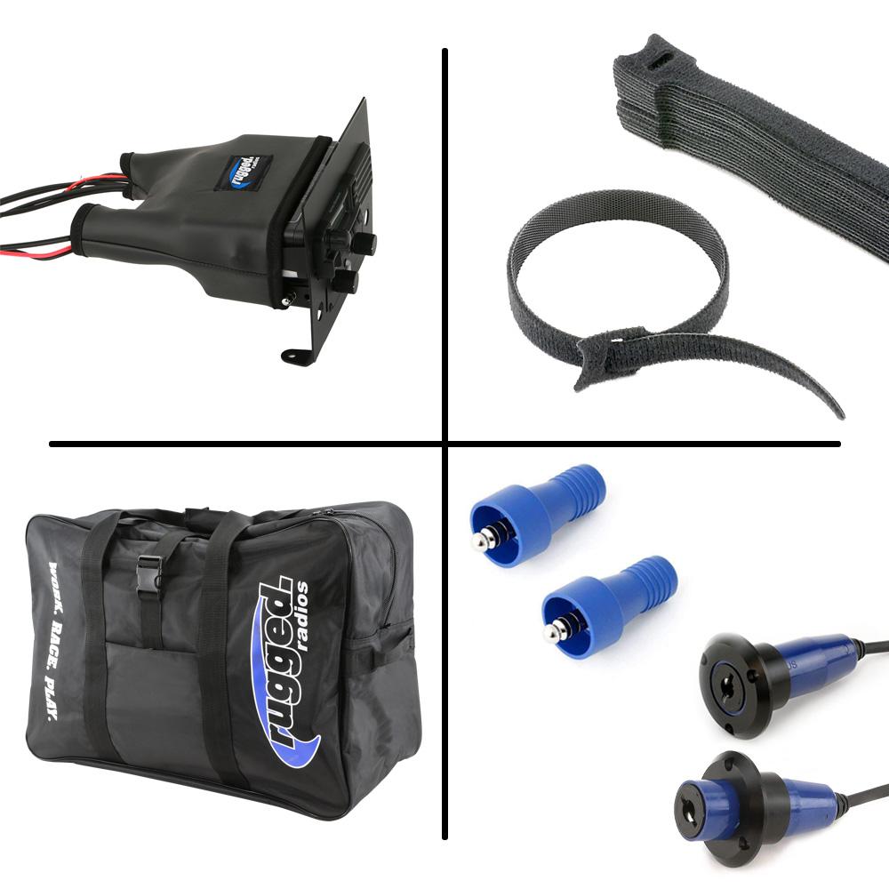Alpha Accessory Pack for Rugged UTV SXS includes intercom unit, straps, connectors, and carrying bag for communication systems.