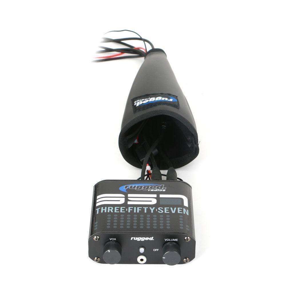 Baja Boot Offroad Intercom Weather Guard Protection by Rugged Radios, featuring a sleek design with controls for VOX and volume.