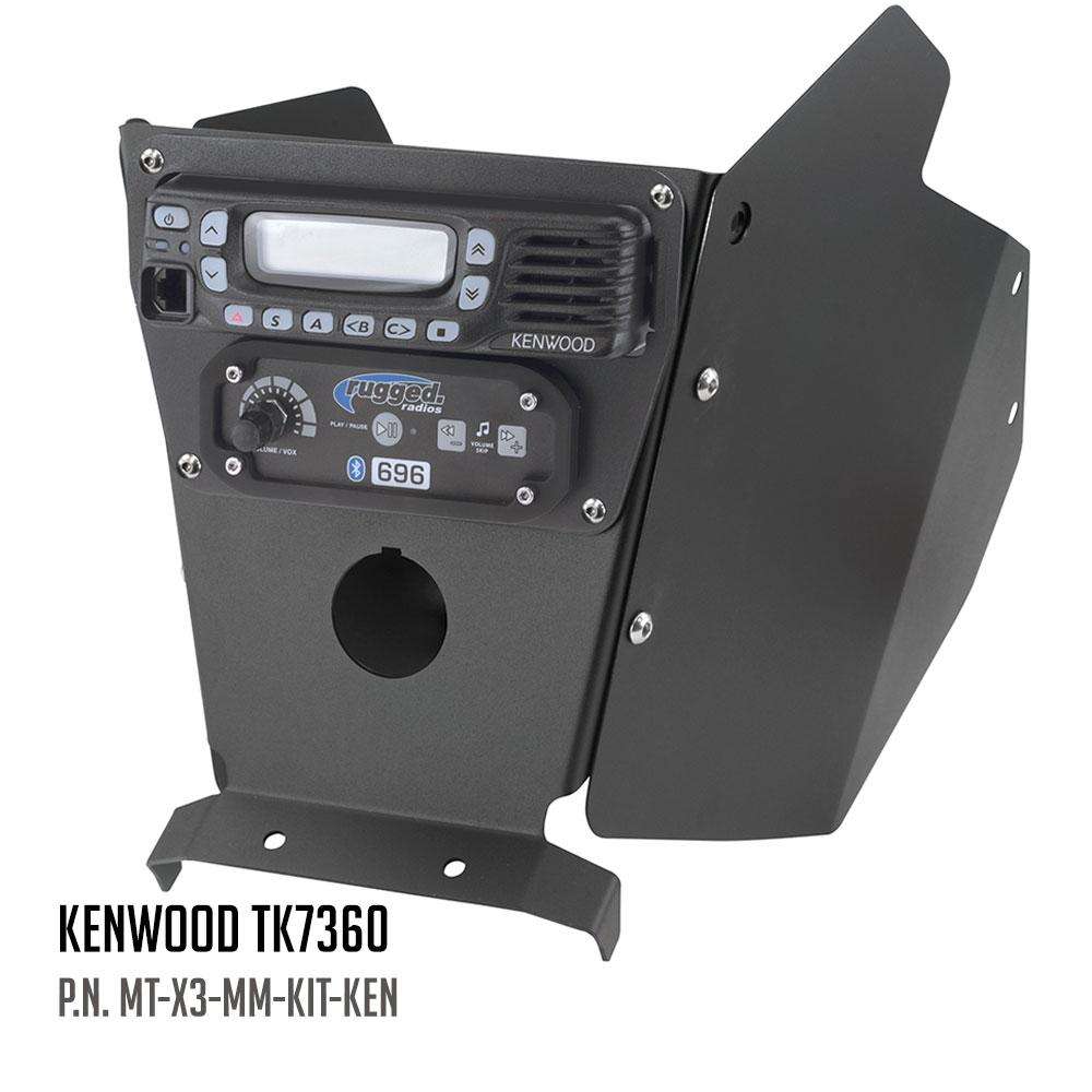 Can-Am X3 mounting kit featuring multi mount and side panels for Kenwood TK7360 radio installation. Durable design.