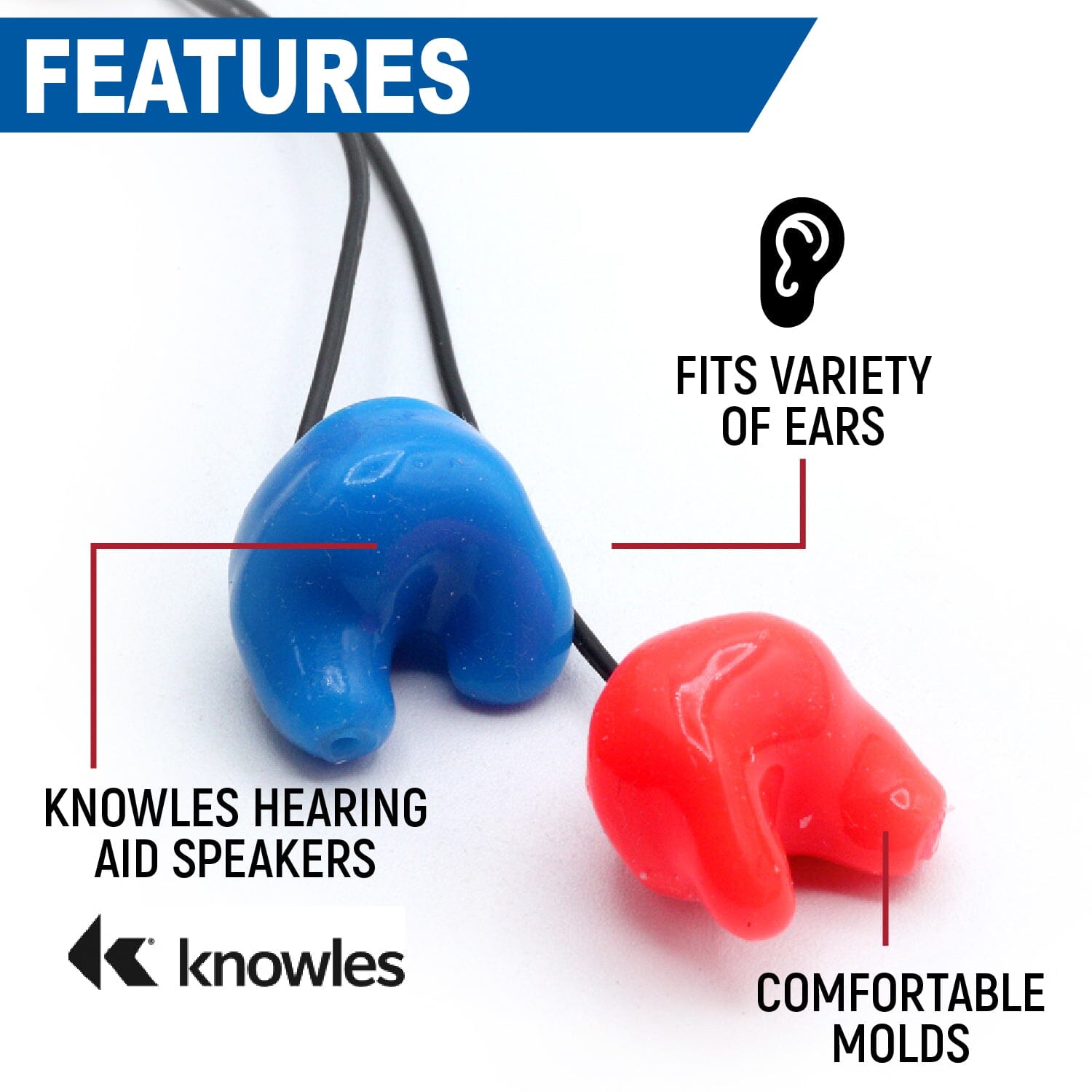 Challenger Semi-Custom Molded Ear Bud Speakers with 1/8 Plug - Mono