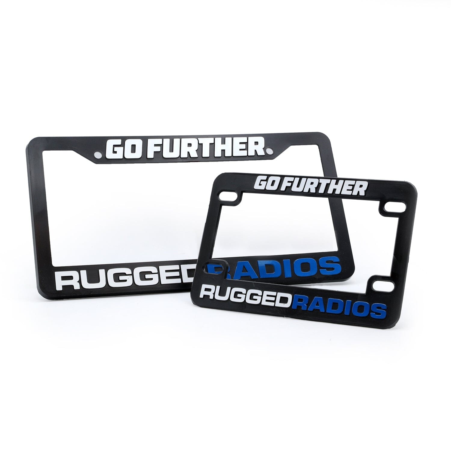 Go Further Rugged Radios License Plate Frames for Cars Trucks and Motorcycles - Motorcycle