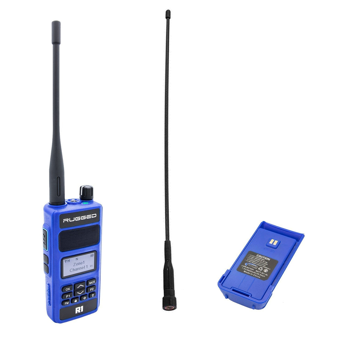 BUNDLE - Rugged R1 - Handheld Radio with Long Range Antenna and High Capacity Battery