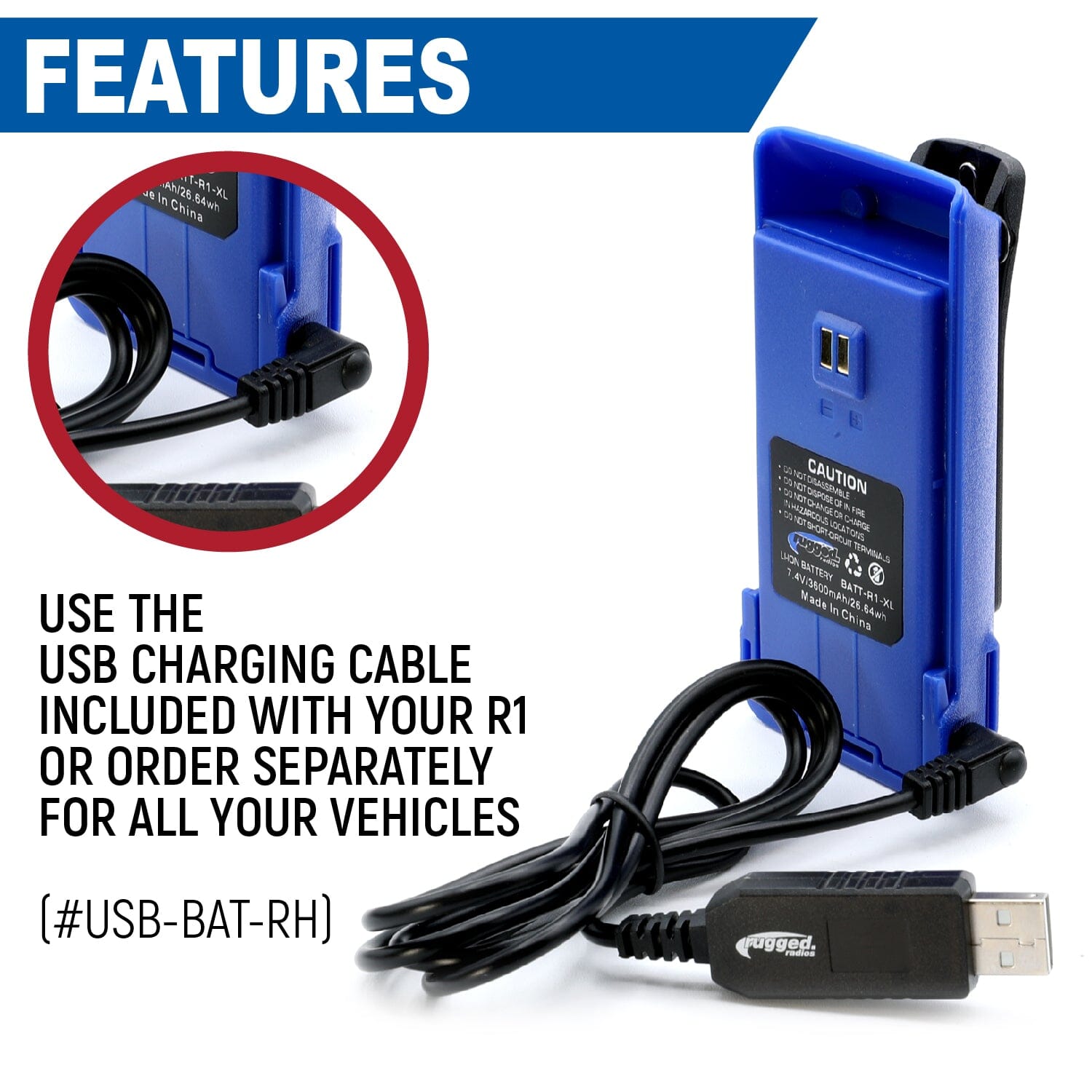 XL Battery for R1 Handheld Radio - Blue