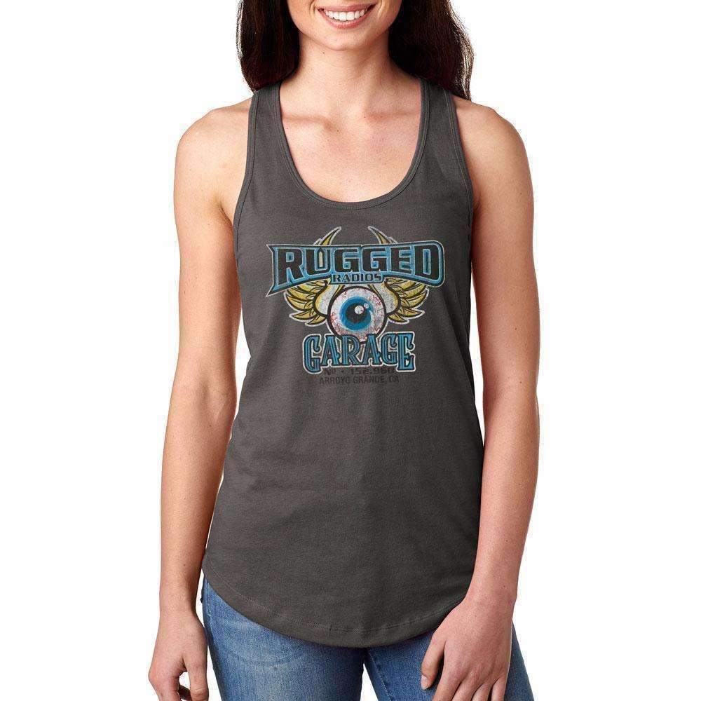 Rugged Radios GARAGE Ladies Racerback Tank Top - Grey - Extra Large