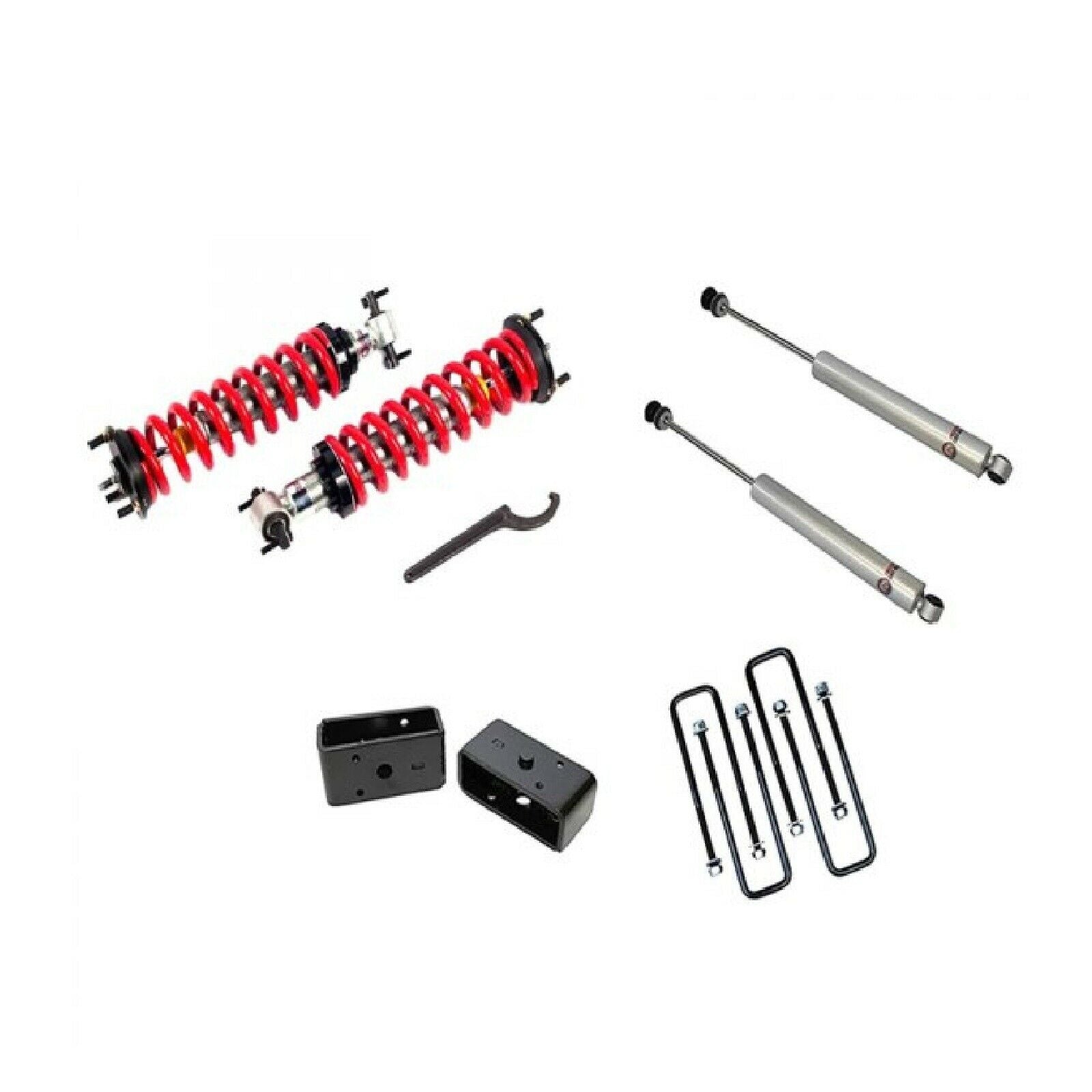 1-4" Adjustable Coilovers / 3" Rear Blocks w/ U Bolts and Shocks #FO-G903-KIT