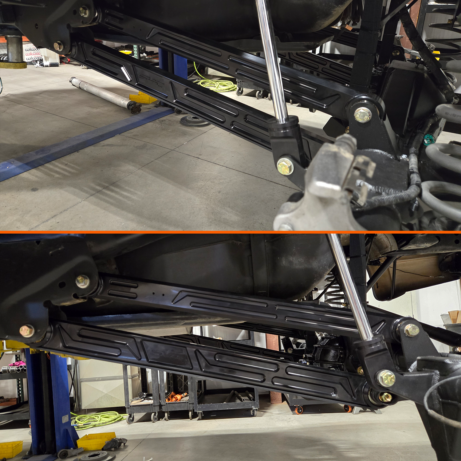 Billet upper and lower links for 2021+ Ford Raptor and Raptor R, showcasing durable construction and precision engineering.
