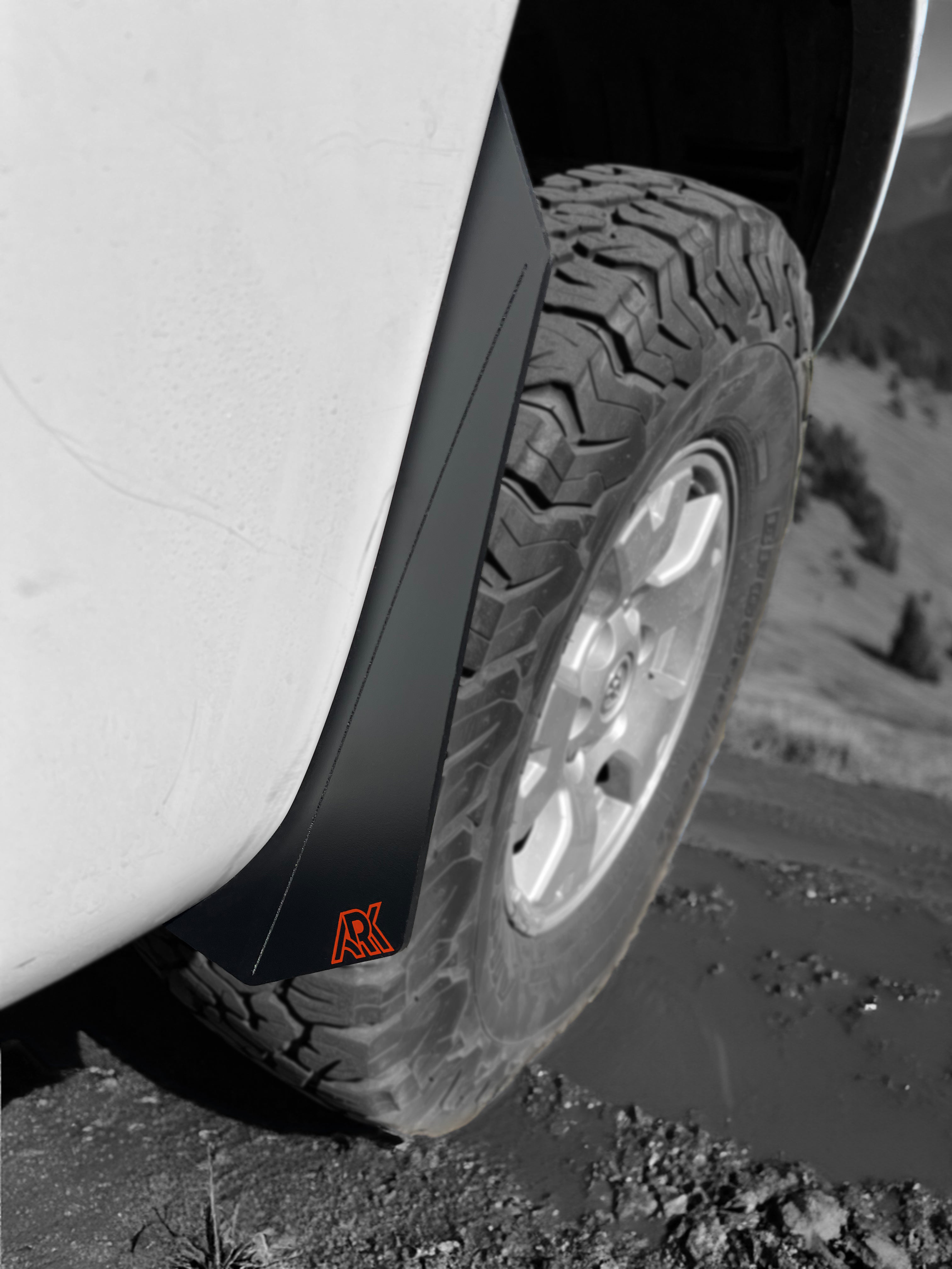 TriXpoly splash guards for 2005-2015 Toyota Tacoma, designed for off-road protection and durability.
