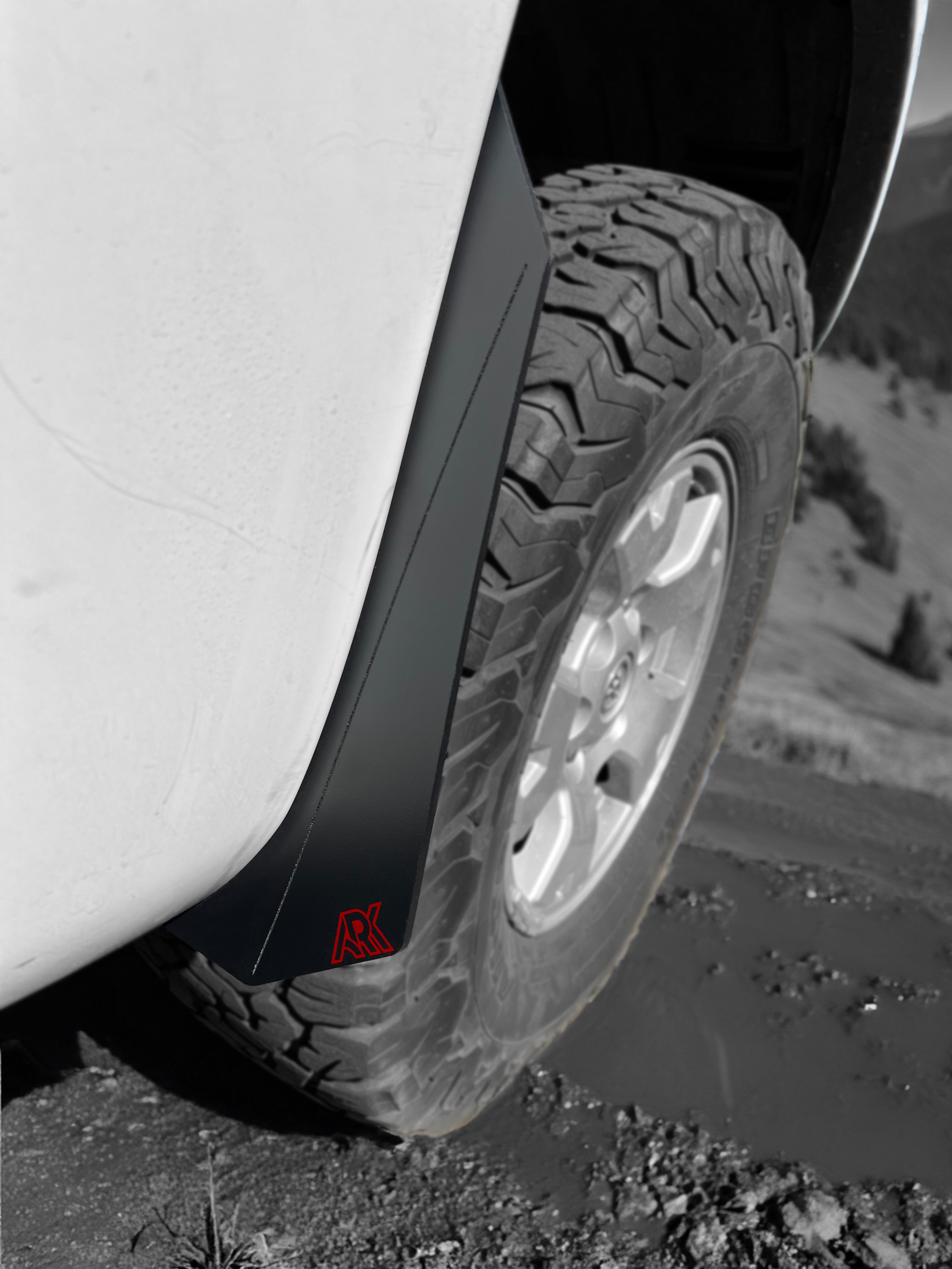 TriXpoly splash guards for 2005-2015 Toyota Tacoma, designed for off-road protection and durability.