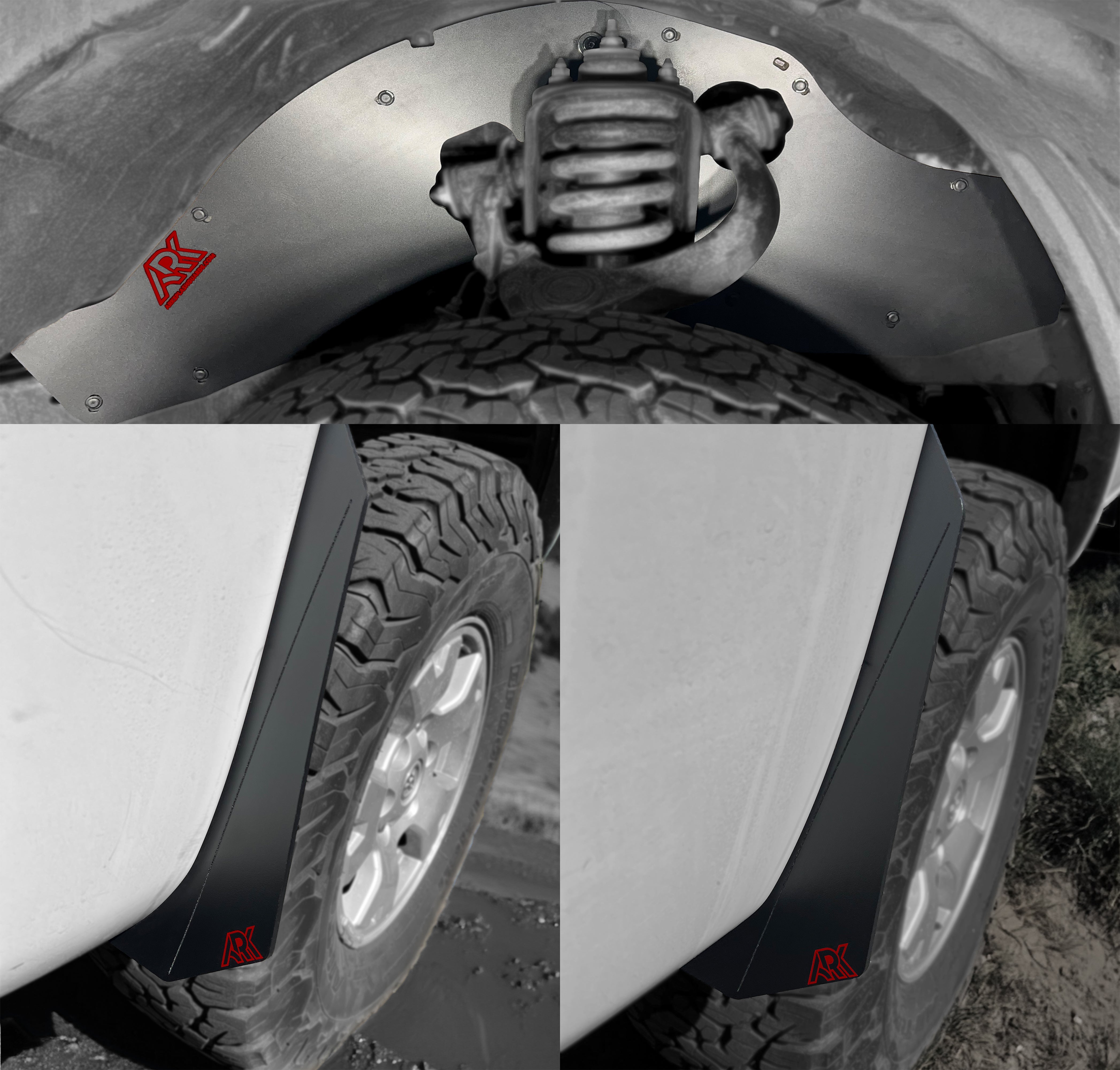 TriXpoly splash guards for 2005-2015 Toyota Tacoma, showcasing durable protection and sleek design for offroad adventures.
