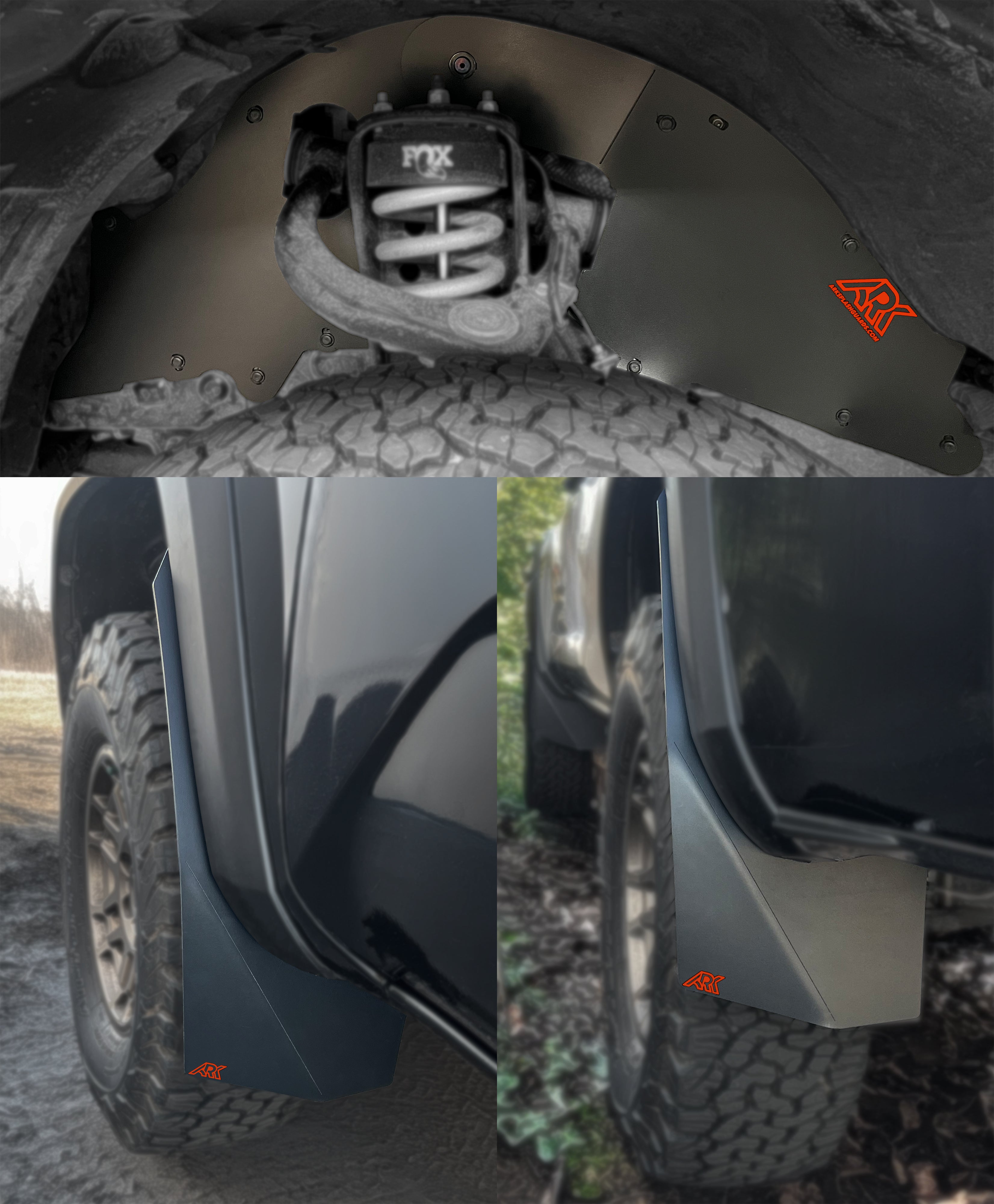 TriXpoly splash guards and mudflaps for 2016-2023 Toyota Tacoma, designed for optimal protection and durability.