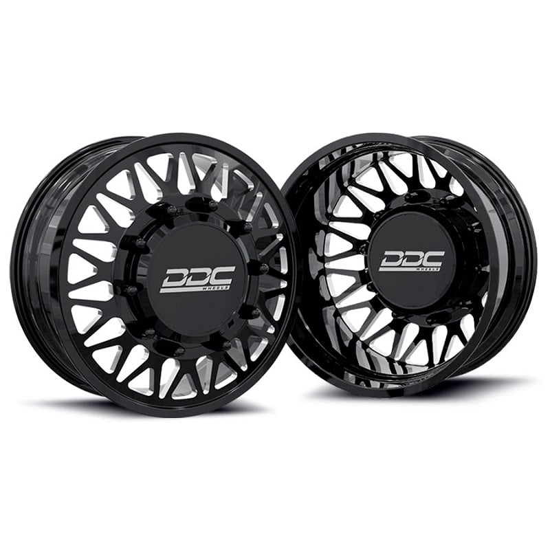 DDC Wheels The Mesh Forged Black/Milled 22"x8.25" Wheel Set 94-18 Ram 3500 | 92-10 GM 3500 Dually