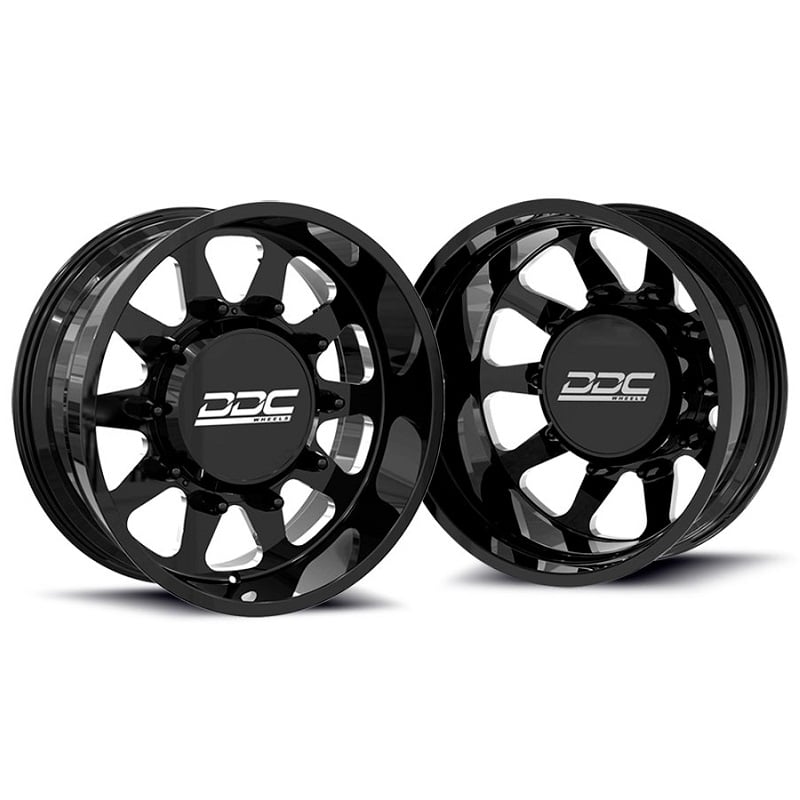 DDC Forged The Ten Black and Milled 22"x8.25" Wheels for 05-23 F-350 for 11-14 F-450 for 19-24 Ram 3500 Dually