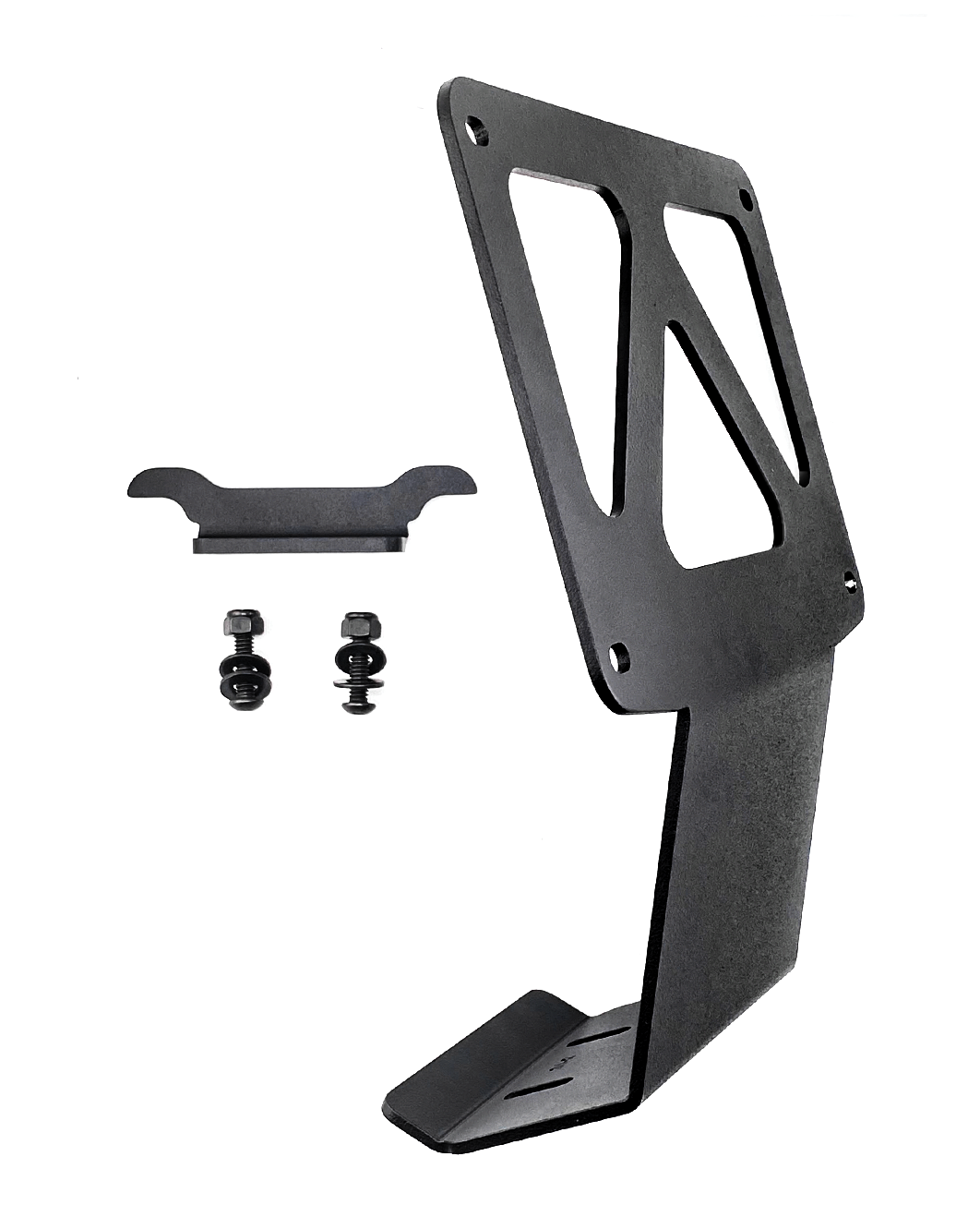 Front tow hook license plate mount for 2024+ Gen 3.5 Raptor, featuring durable metal construction and mounting hardware.