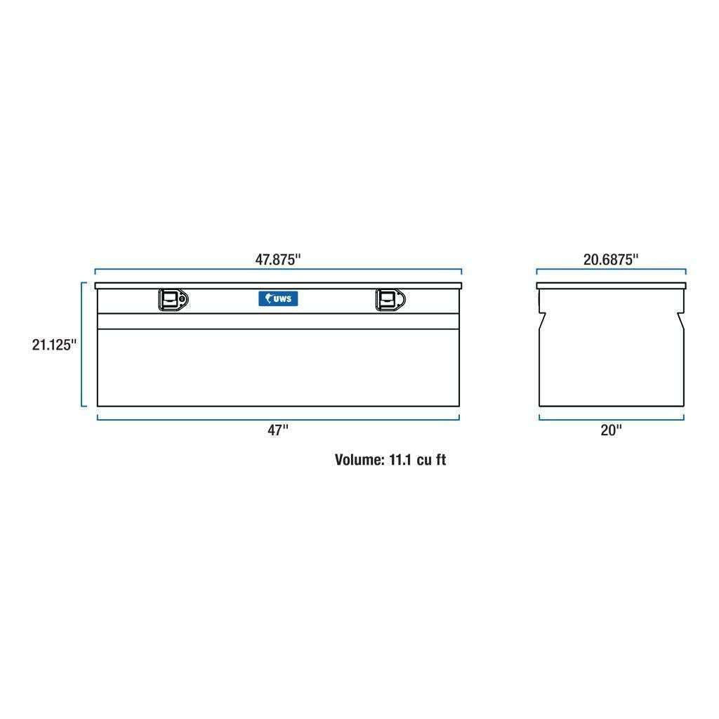 UWS Bright Aluminum 48" Cargo Carrier Utility Chest Box Model TBC-48-DD