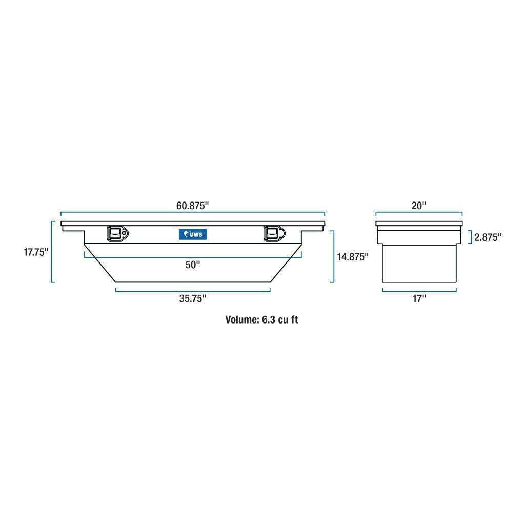UWS 60" Deep Angled Truck Tool Box, Low Profile (LTL Shipping Only) Model TBSD-60A-LP