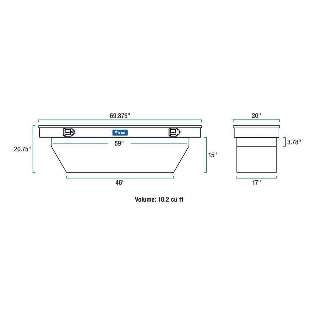 UWS 69" Deep Angled Crossover Truck Tool Box Model TBSD-69-A