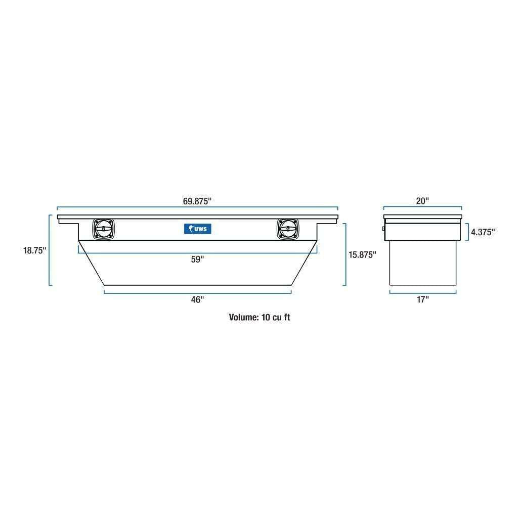UWS Secure Lock Truck Tool Box with Low Profile Model SLD-69-A-LP