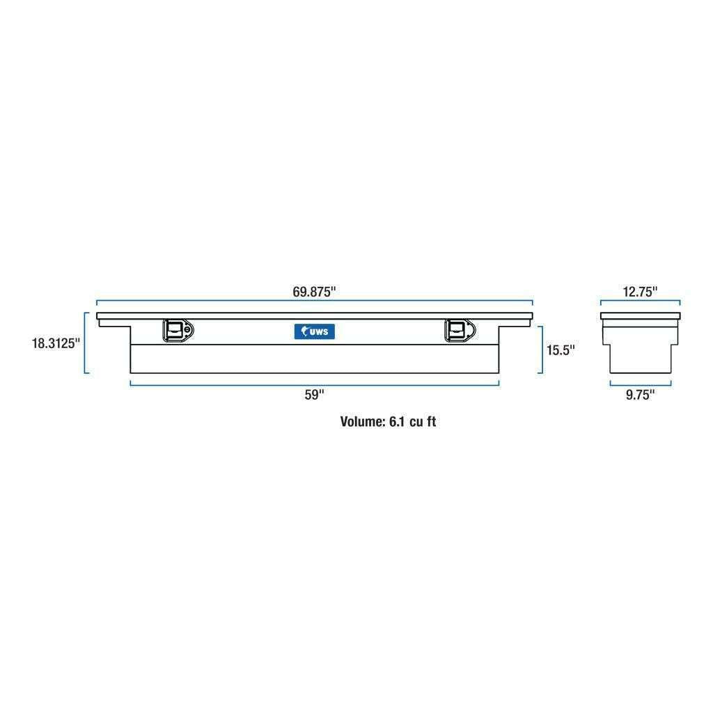 UWS 69" Deep Slim Truck Tool Box - Low Profile Model TBSD-69-SL-LP