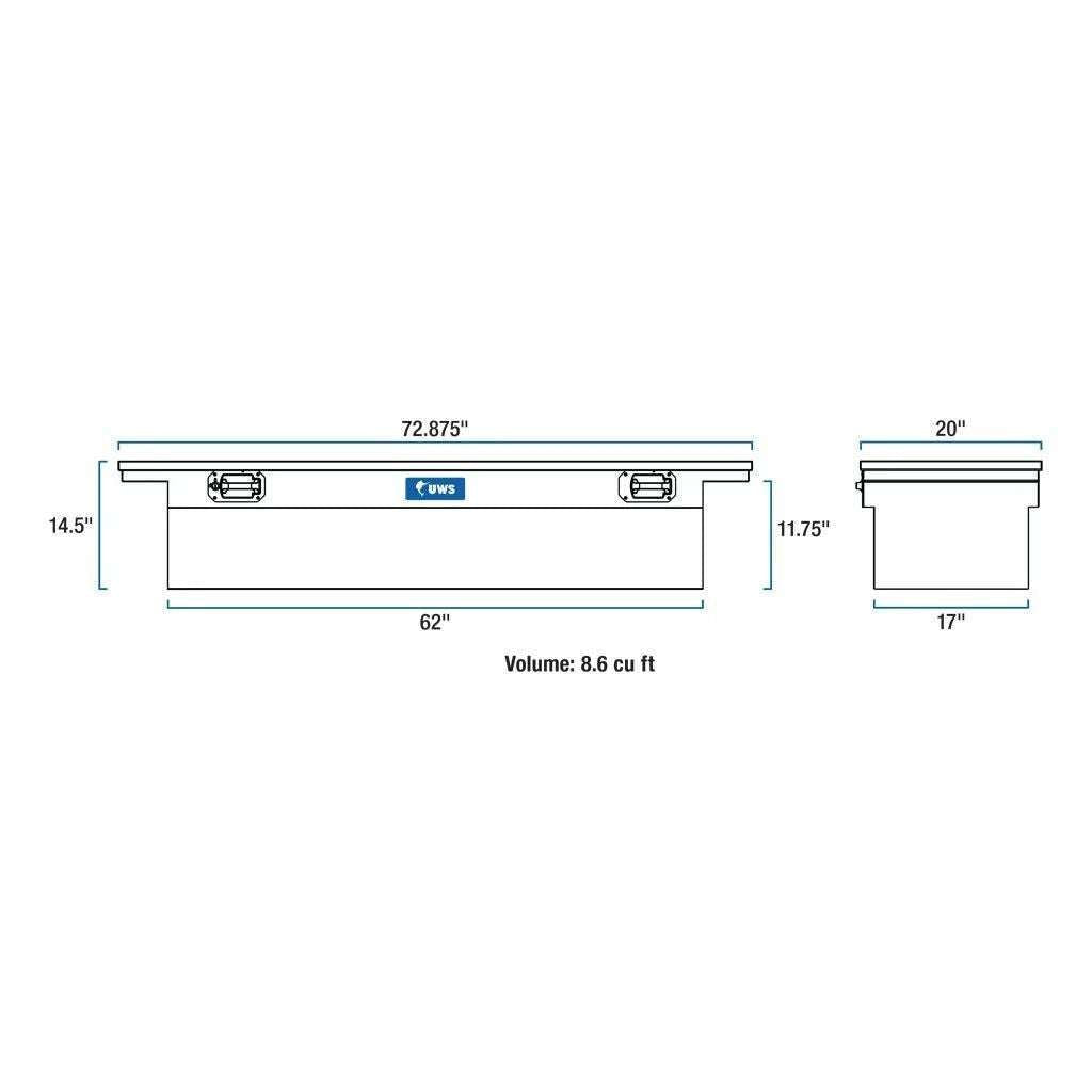 UWS 72" Truck Tool Box with Low Profile, Pull Handles Model TBS-72-LP-PH