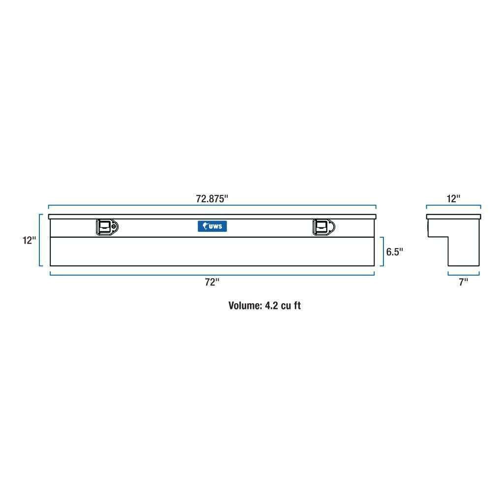 UWS 72" Truck Side Tool Box Model TBSM-72-BLK