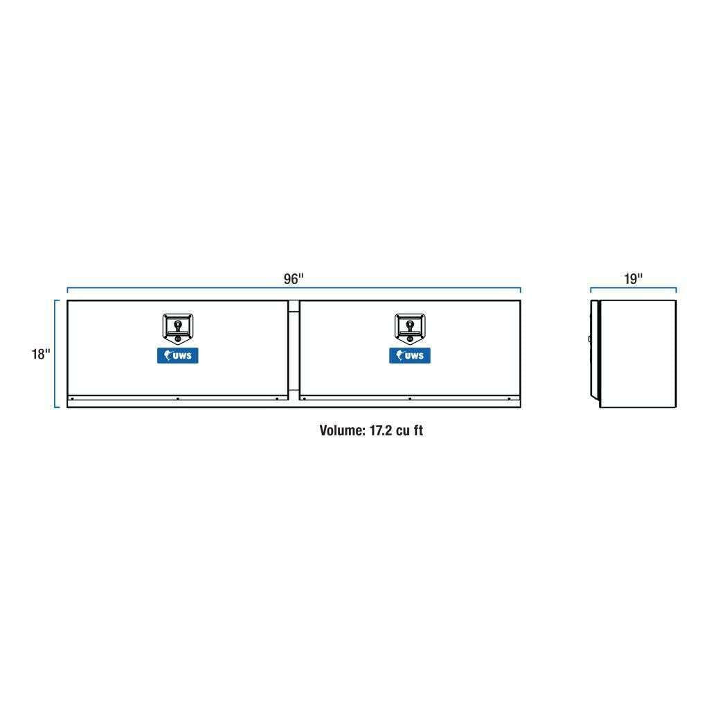 UWS Bright Aluminum 96" Double-Door Underbody Tool Box Model TBUB-96