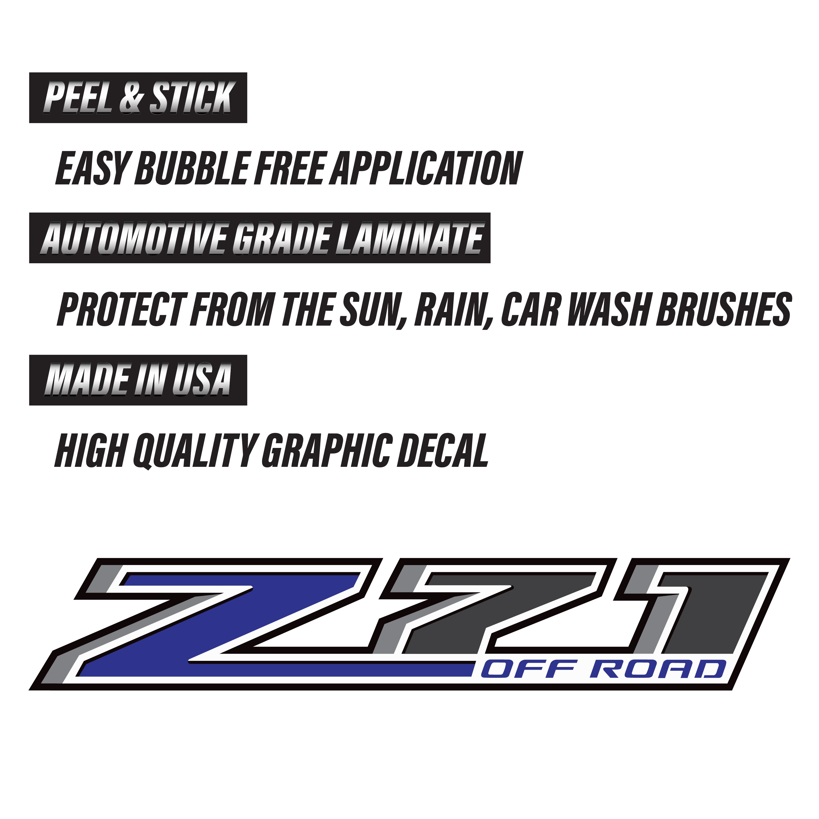Z71 Offroad Truck Decals Blue - 2014-2018 Bedside Stickers