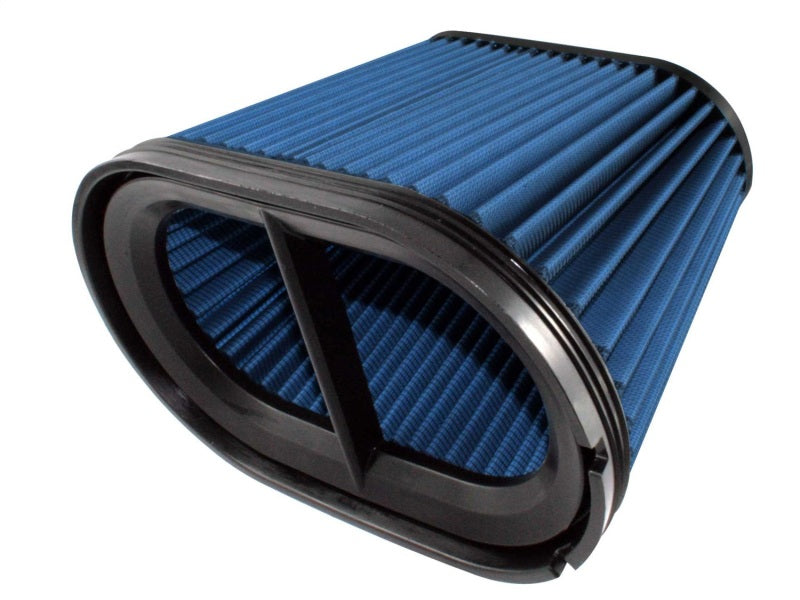 aFe MagnumFLOW Air Filter for 2003-2007 Ford Diesel Trucks with 6.0L V8 engine, featuring a blue filter design.