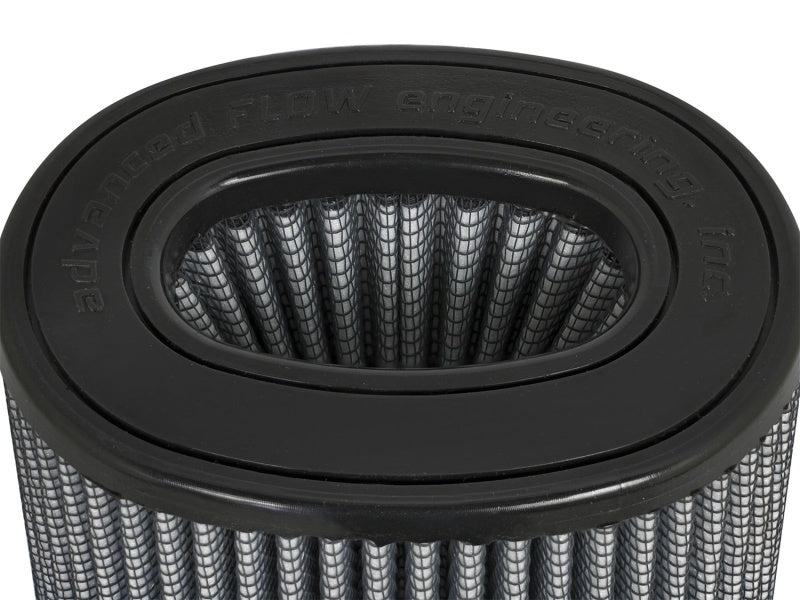 aFe MagnumFLOW Air Filter featuring an inverted design with precise dimensions for optimal airflow and filtration efficiency.
