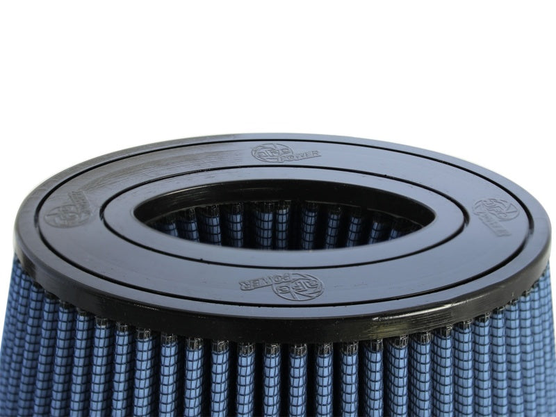 aFe Magnum Force Universal Filter Pro-5R with a cylindrical design and blue mesh material for enhanced airflow and filtration.