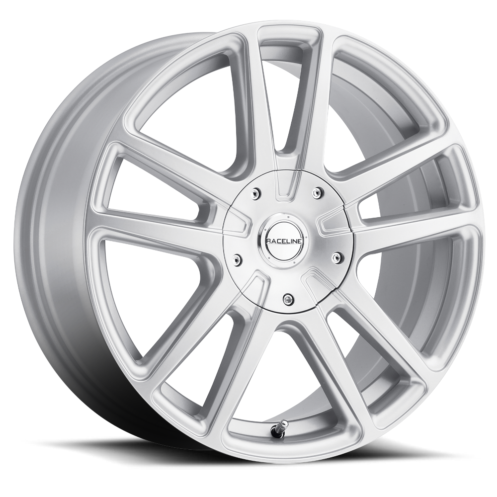 Silver 145S Encore wheel with a sleek design and ten spokes, ideal for enhancing truck and SUV performance.