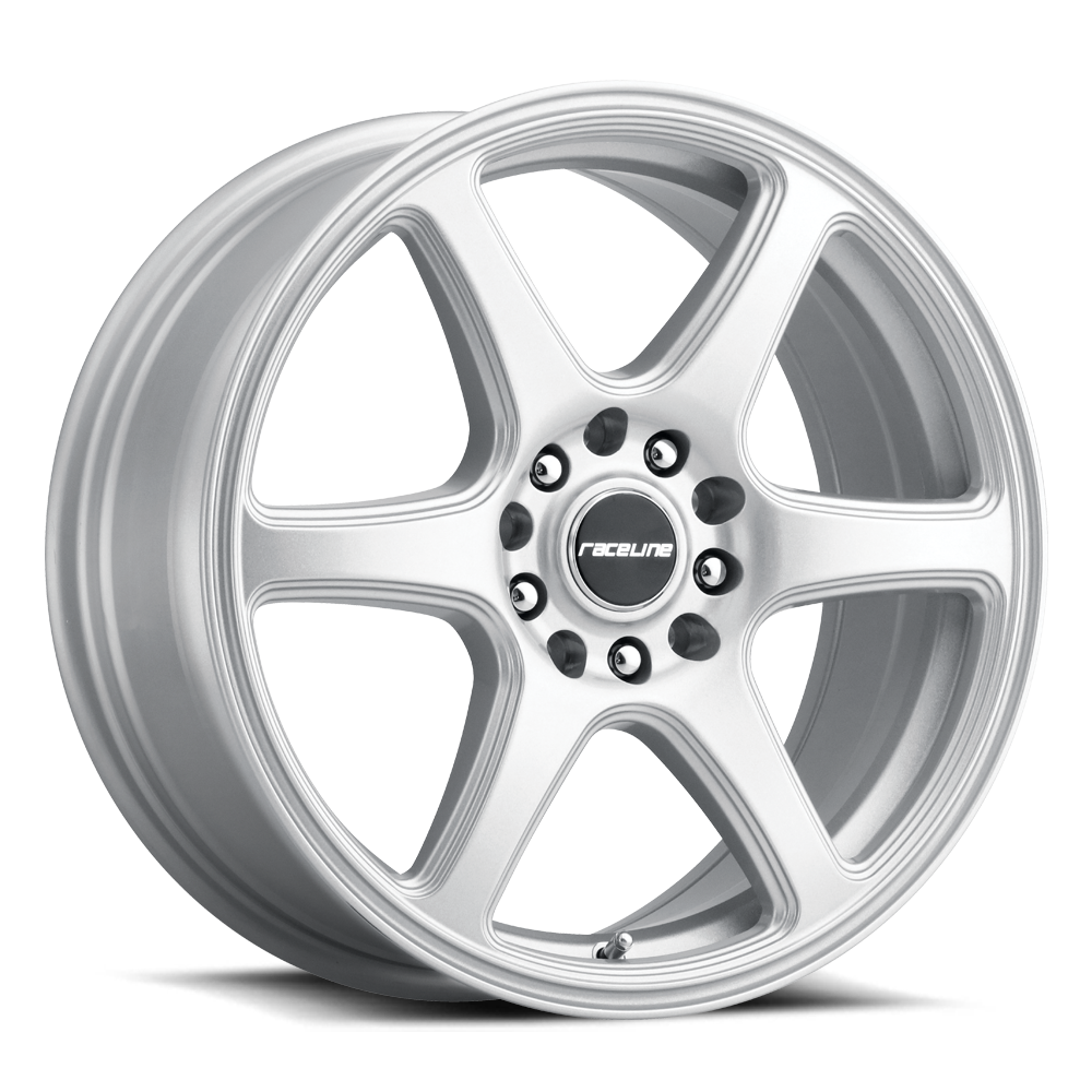 Silver 146S Matrix wheel with a sleek design featuring five spokes and a central hub, ideal for trucks and offroad vehicles.