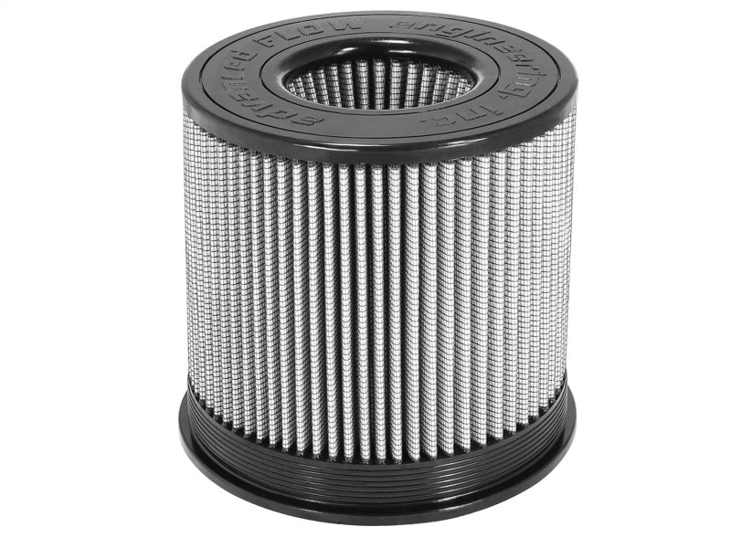 aFe MagnumFLOW Pro DRY S Universal Filter with a 3.3-inch front, 8-inch bottom, and inverted top for optimal airflow and filtration.