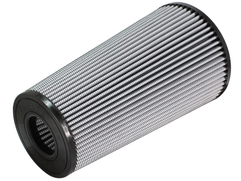aFe MagnumFLOW ProDry S air filter featuring a cylindrical design with a pleated surface for enhanced airflow and filtration.