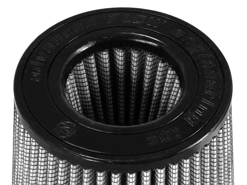aFe MagnumFLOW Air Filter featuring a cylindrical design with a black top and mesh filtration material for enhanced airflow.