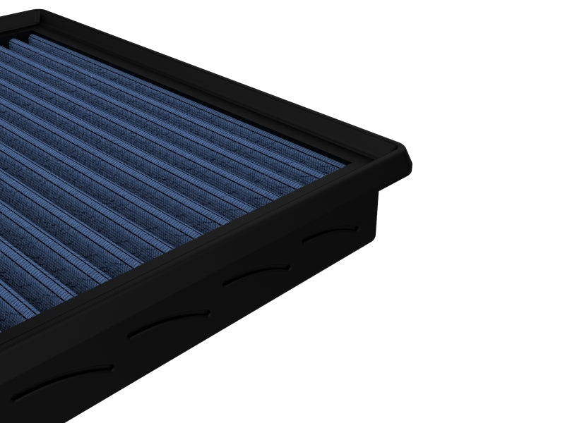aFe MagnumFLOW Air Filter for Ford Mustang 05-10 V6, featuring a blue filter media and durable black frame for enhanced airflow.