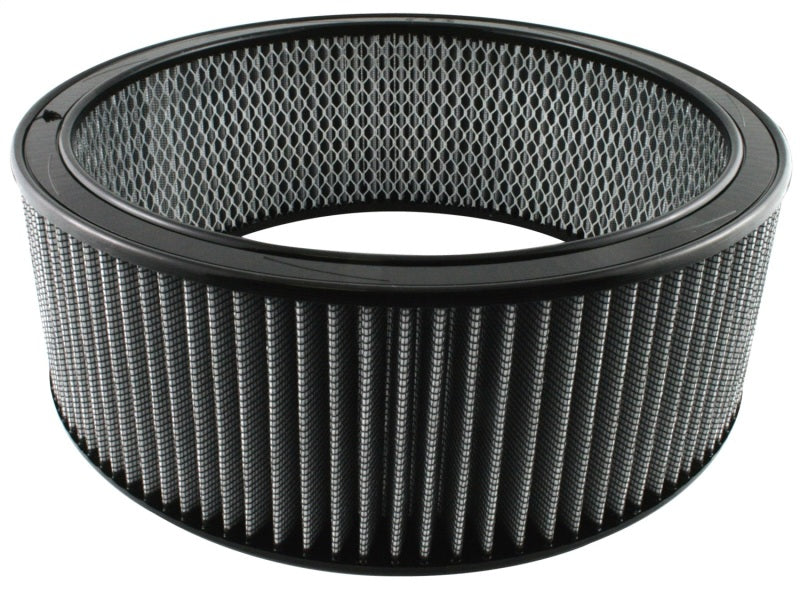 aFe MagnumFLOW Round Racing Air Filter with 14-inch outer diameter, 12-inch inner diameter, and 5-inch height for enhanced airflow.