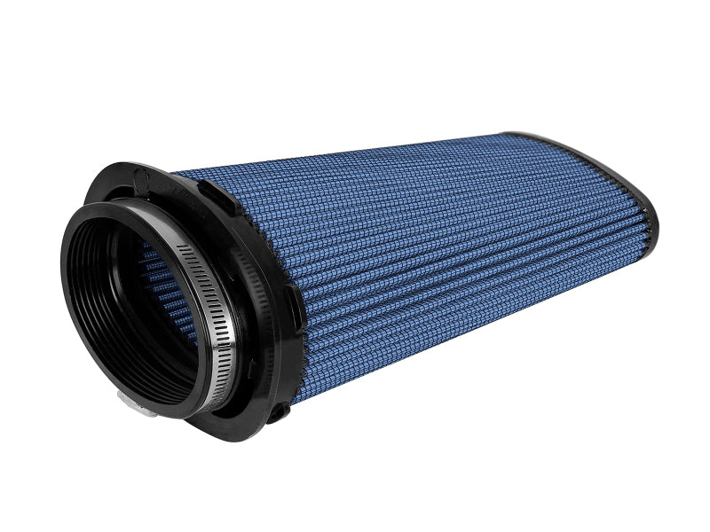 aFe Momentum replacement air filter with Pro 5R media, featuring a blue filter design and durable construction for enhanced airflow.