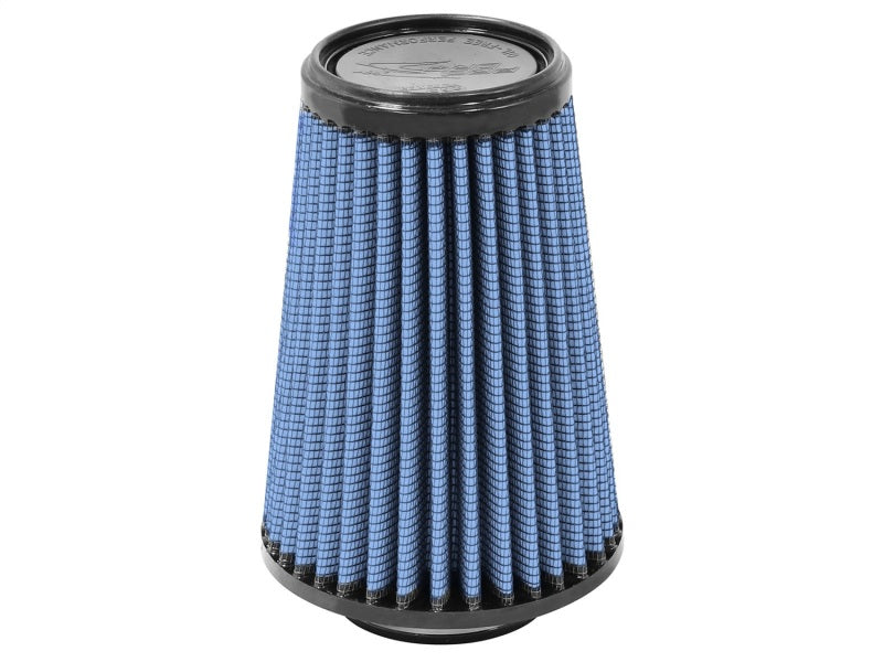 aFe MagnumFLOW Air Filter with a conical design, featuring a blue filter media and black rubber base for enhanced airflow.